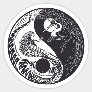 Yin And Yang Snake Vs Crane Design Sticker